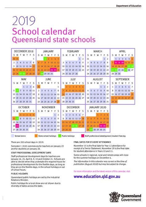 Calendar School Holidays Queensland | School calendar, School holiday calendar, Calendar template