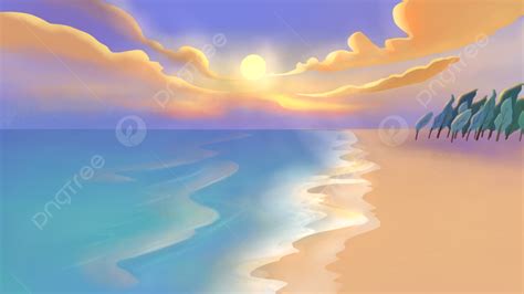 Beach Sunset Slope Zoom Virtual Background, Blue Sky, Beach, Setting Sun Background Image And ...