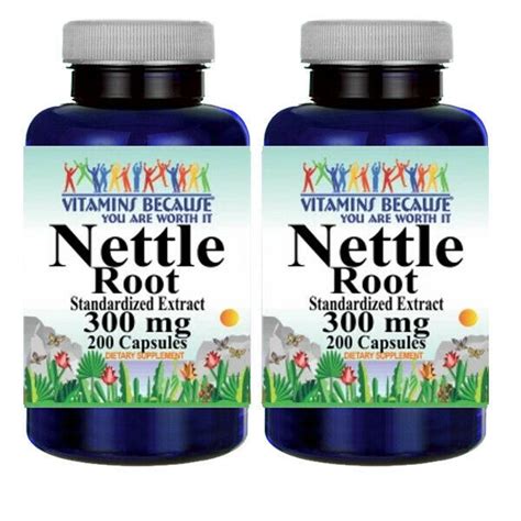 Stinging Nettle Root 300mg Standardized Extract 2X200 Caps Urtica Dioica by VB