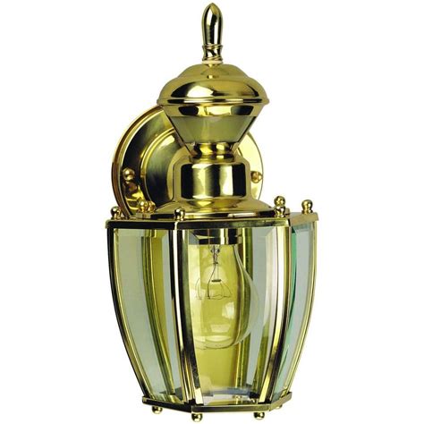 Heath Zenith Polished Brass 150-Degree Farmhouse Outdoor 1-Light with Clear Beveled Glass HZ ...