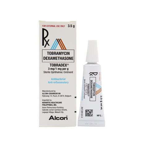 TOBRADEX Tobramycin / Dexamethasone 3mg / 1mg per g Ophthalmic Ointment ...