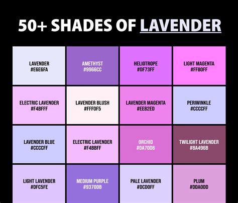 50+ Shades of Lavender Color (Names, HEX, RGB & CMYK Codes) – CreativeBooster