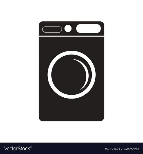 Flat icon in black and white style washing machine