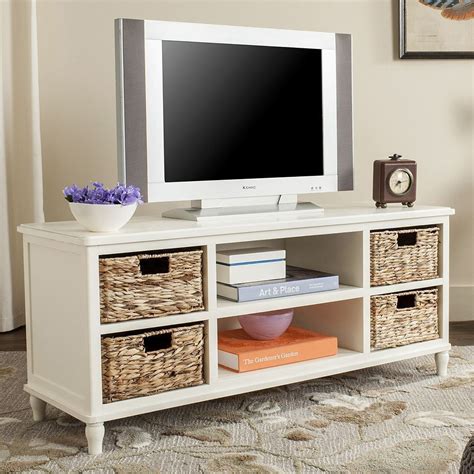 Safavieh Woven Basket & TV Stand 5-piece Set | White entertainment unit ...