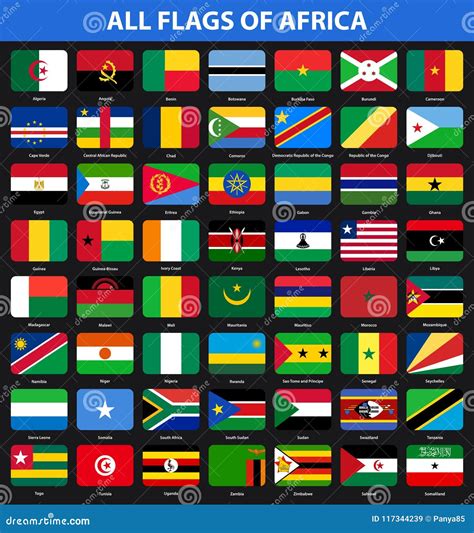 Set of Flags of All African Countries. Flat Style Stock Vector ...