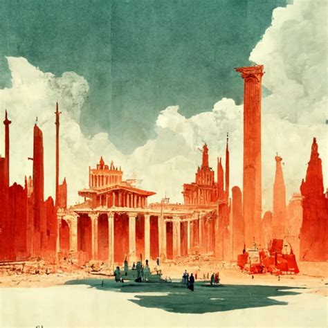 roman empire, city, modern day, cell shading | Midjourney
