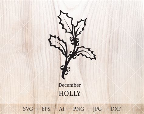 Holly SVG, December Birth Flower Birth Month Flower Holly Birthday ...