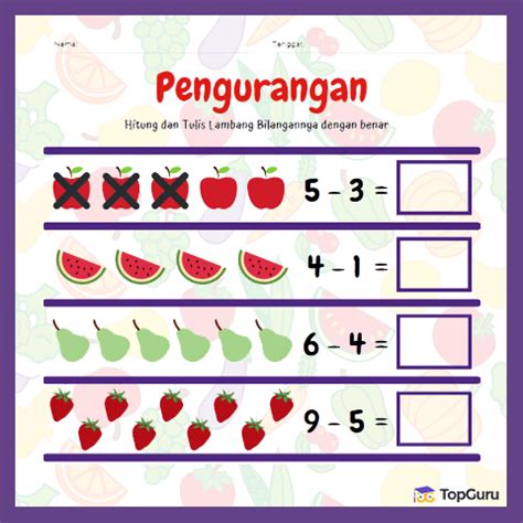 😎 Materi Baru 😎 "Anak sedang belajar pengurangan? Silakan cetak lembar ...