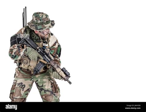 Special forces United States in Camouflage Uniforms studio shot Stock ...