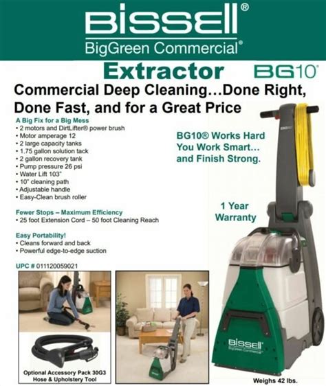 Bissell BG10 Walk Behind Carpet Extractor With Attachment Kit Included