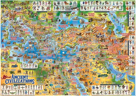 CHILDREN’S ILLUSTRATED MAP OF THE ANCIENT CIVILIZATIONS - Dino's Maps