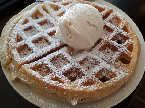 Belgian waffle with vanilla bean ice-cream : FoodPorn