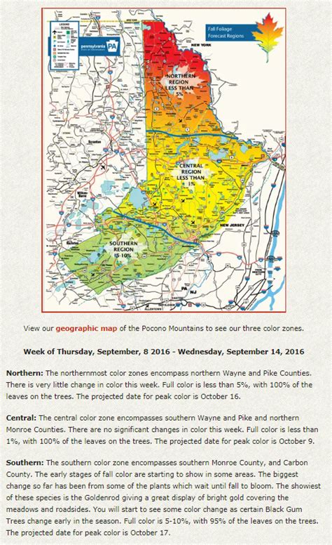 Pocono Mountains Fall Foliage Forecast | Autumn Color