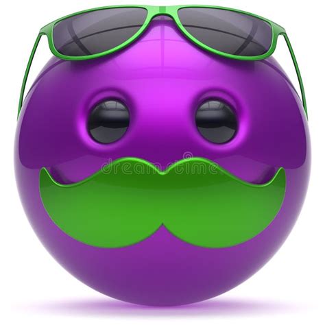 Mustache Smiley Face Cartoon Emoticon Ball Happy Purple Man Stock Illustration - Illustration of ...