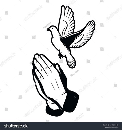 Praying Hands Dove On White Background Stock Vector (Royalty Free) 2269693843 | Shutterstock