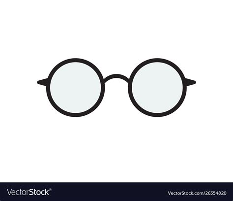 Flat cartoon black icon glasses Royalty Free Vector Image