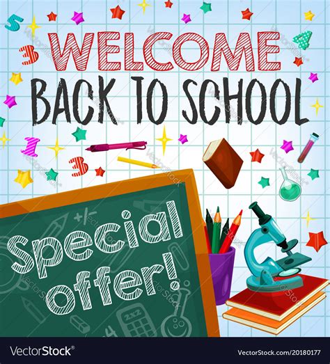 Back to school sale special offer poster design Vector Image