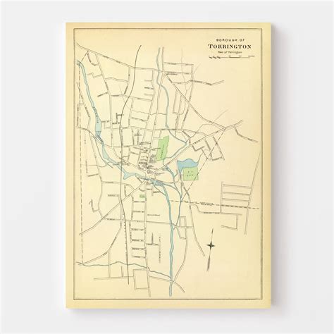 Vintage Map of Torrington, Connecticut 1893 by Ted's Vintage Art