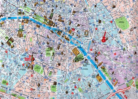 Paris city tourist map - Paris city map with tourist attractions (Île ...