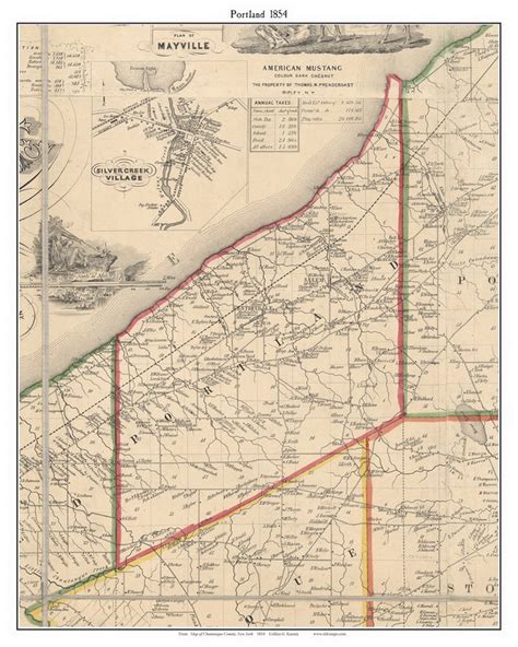 Portland, New York 1854 Old Town Map Custom Print - Chautauque Co ...