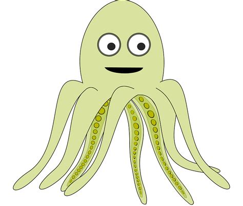 Smiling Green Octopus clipart. Free download transparent .PNG | Creazilla