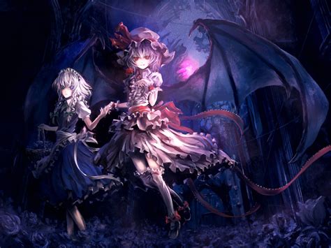 Touhou Sakuya and Remilia HD Vampire Maid Wallpaper by archlich