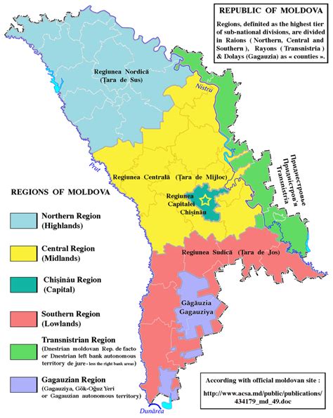 Moldavie - régions • Carte • PopulationData.net