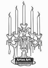 Candelabra With Dripping Candles Coloring Page  pages sketch template