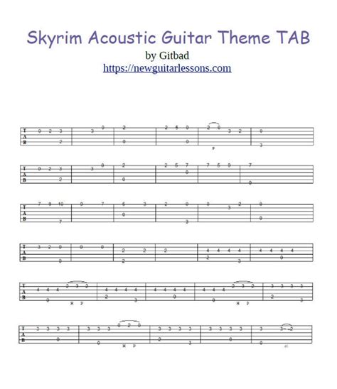 Skyrim Acoustic Guitar TAB - Etsy