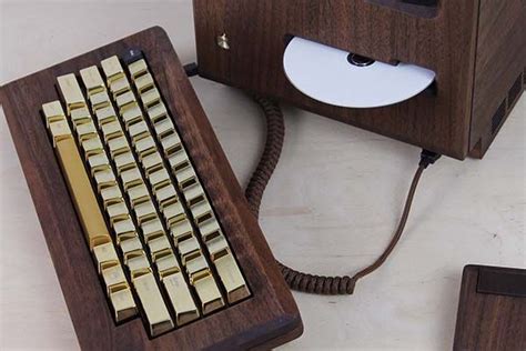 The Macintosh 128k Replica Boasts a Wooden Housing and Gold Keyboard ...