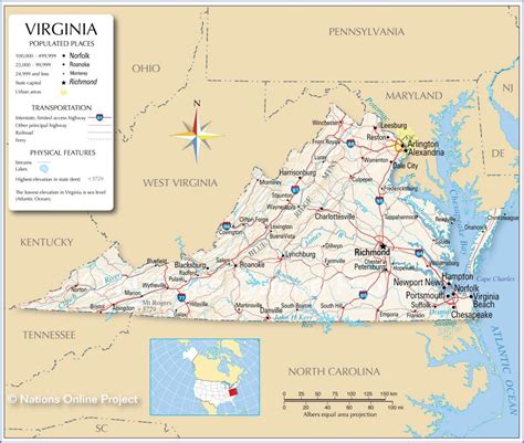 Reference Maps Of Virginia, Usa - Nations Online Project - Printable Map Of Norfolk Va ...