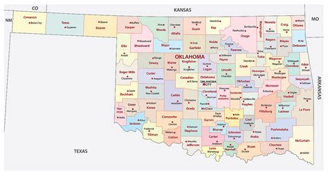 Oklahoma Counties Map With Names