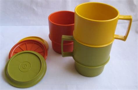 Vintage Tupperware Stacking Coffee Mugs & Lids by missussewnsew | Vintage tupperware, Mugs ...