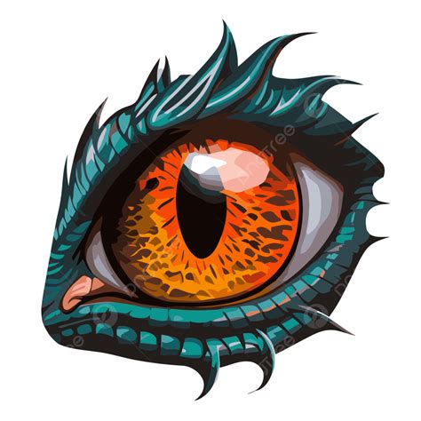 An Illustration Of An Eye From A Dragon With An Orange Eye Vector ...