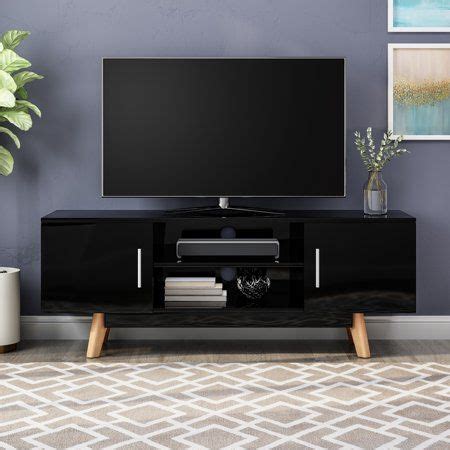 Noble House Quinton Modern Faux Wood TV Stand for TVs up to 50 inch, Black Size: 50 inch, Yellow