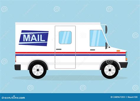 Mail Delivery Truck. White Postal Van Stock Vector - Illustration of cartoon, goods: 248967203