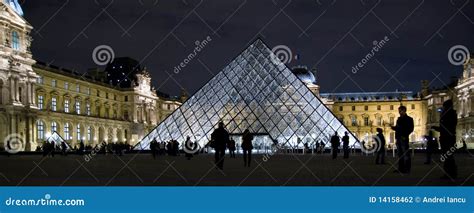 Louvre Pyramid at night editorial photography. Image of pyramid - 14158462