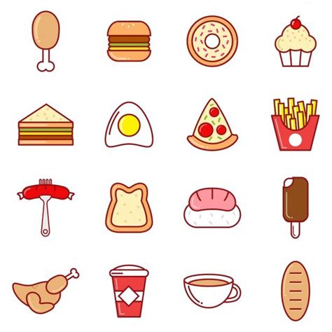 Download Coloured Food Icons for free | Cute food drawings, Food icons, Cute food art