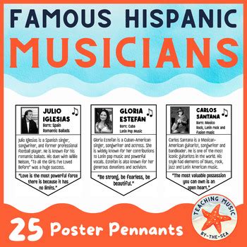 Famous Hispanic Musicians Pennants - Hispanic Heritage Month Posters Decor