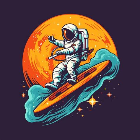 Premium Vector | Astronaut retro vintage space planets illustration ...