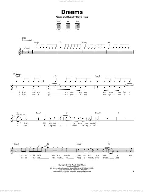 Fleetwood Mac Dreams Sheet Music Notes, Chords Download Printable Piano, Vocal Guitar (Right ...