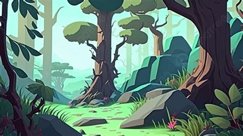 Forest Animation Style Background, Forest, Forest Animation Style, Green Forest Background Image ...