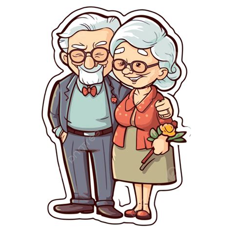 Sticker About Old Couple Clipart Vector, Happy Anniversary, Happy Anniversary Clipart, Cartoon ...