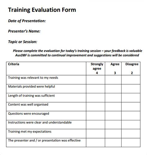 15+ Sample Training Evaluation Forms – PDF | Sample Templates