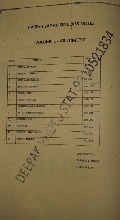 Rakesh Yadav Advance Maths Handwritten Class Notes- 2018 (SSC-CGL)