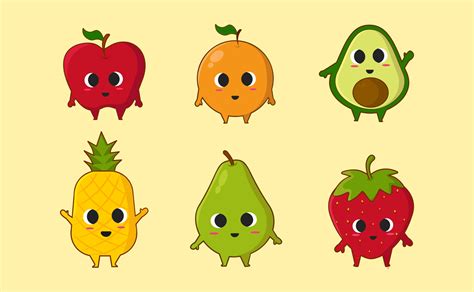 lindo personaje de dibujos animados de frutas 12955590 Vector en Vecteezy