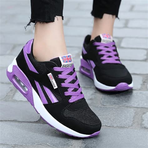 LUONTNOR Women Sports Shoes 2018 Summer Mesh Leather Running Shoes Lace Up Ladies Shoes Woman ...