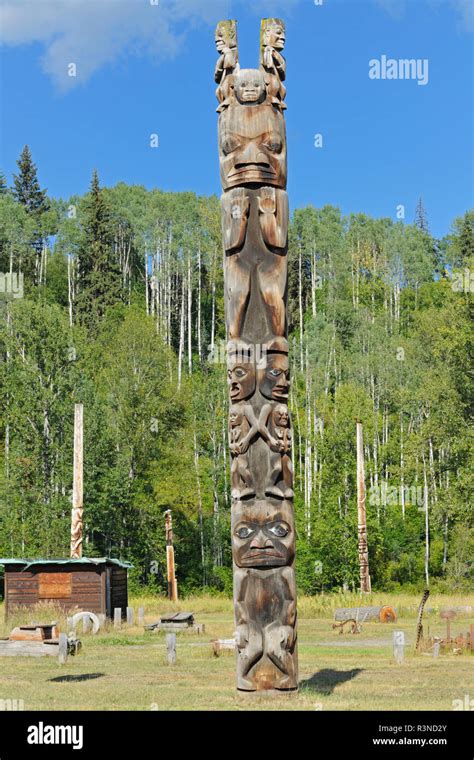 Canada, British Columbia, Kitwanga. Gitxsan tribe totem poles Stock ...