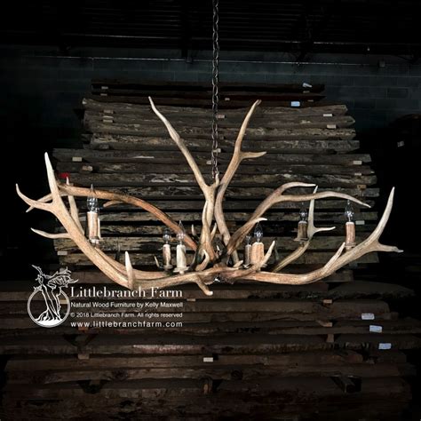 Natural Elk Antler Chandelier - rustic light - Littlebranch Farm