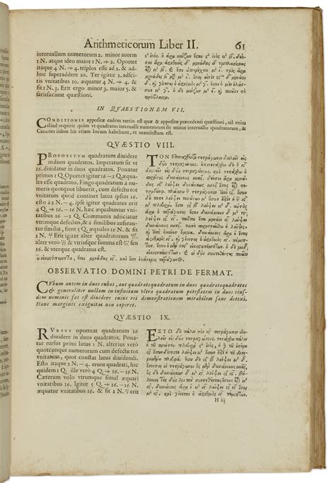 Fermat's Last Theorem, Diophantus and Fermat, 1670 | Christie’s